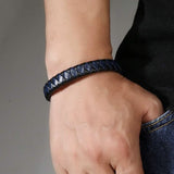 Rope Blue Black Vegan Leather Bracelet For Men