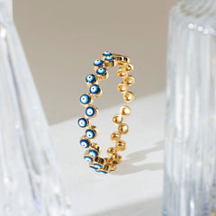 Evil Eye Enamel Blue 18K Gold Anti Tarnish Cuff Kada Bracelet For Women