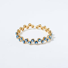 Evil Eye Enamel Blue 18K Gold Anti Tarnish Cuff Kada Bracelet For Women