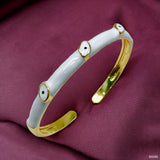 Evil Eye White 18K Gold Enamel Anti Tarnish Cuff Bracelet For Women