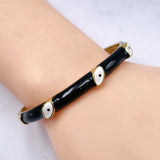 Evil Eye White 18K Gold Enamel Anti Tarnish Cuff Bracelet For Women