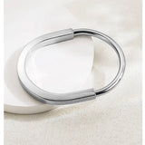 Customized Personalized Engraved Initial Letter Silver Stainless Steel Kada Bracelet For Men Women