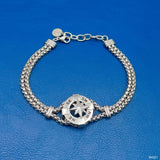 Marine Compas Silver Stainless Steel Anti Tarnish Pupcorn Dual Layer Chain Bracelet For Women