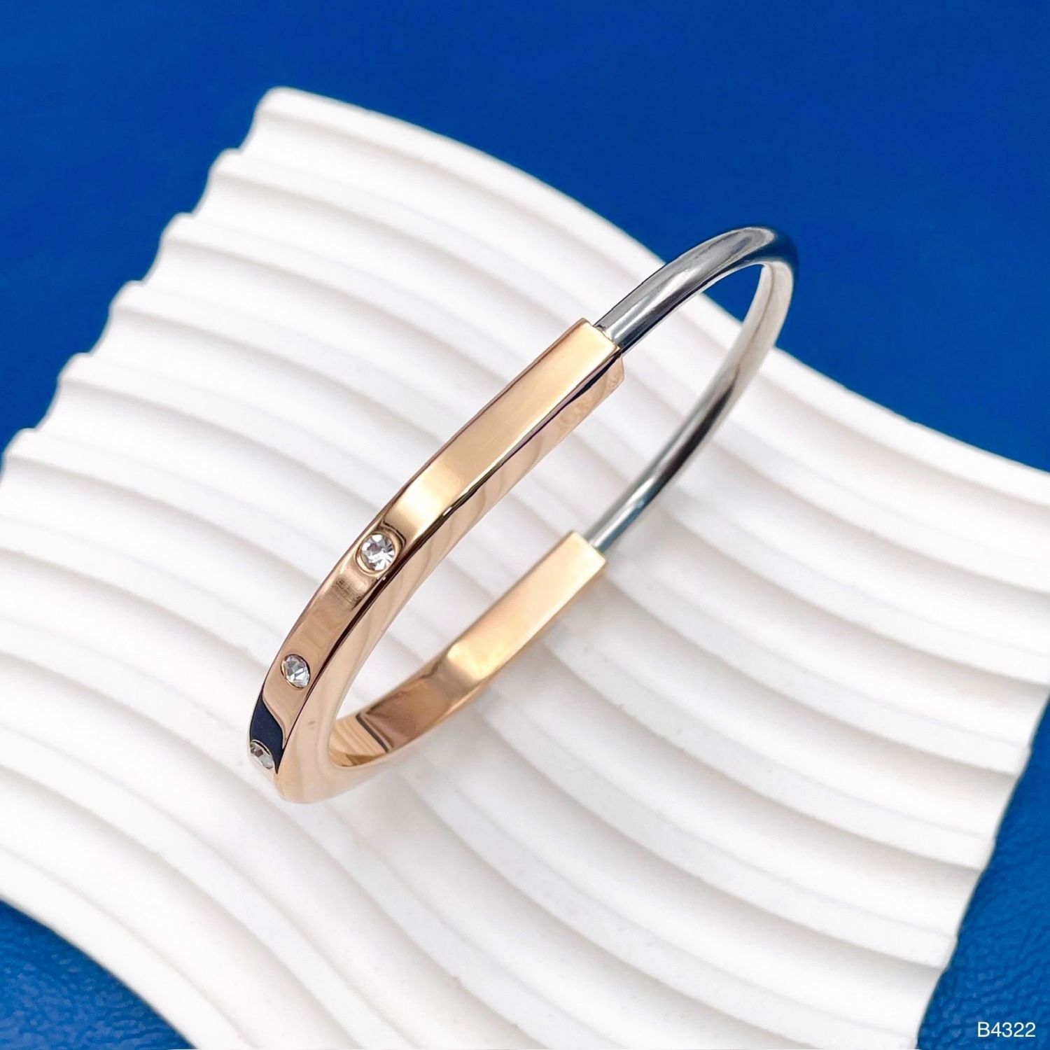 Oval Silver Cubic Zirconia Stainless Steel Hand Cuff Kada Bracelet For Men Women