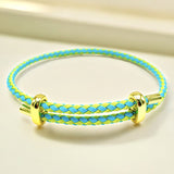 Slim Green 18K Gold Anti Tarnish Adjustable Threads Bracelet For Women