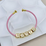 Personalized customized Initial Letter Alphabet 18K Gold Anti Tarnish Threads Cuff Bracelet For Women