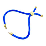 Slim Blue 18K Gold Anti Tarnish Threads Adjustable Slider Bracelet For Women