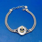 Anchor Gold Silver 18K Gold Enamel Stainless Steel Box Chain Bracelet For Women