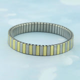 Two Tone Silver 18K Gold Silver Anti Tarnish Expansion Band Stackable Bracelet For Women