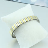 Two Tone Silver 18K Gold Silver Anti Tarnish Expansion Band Stackable Bracelet For Women