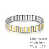 Two Tone Silver 18K Gold Silver Anti Tarnish Expansion Band Stackable Bracelet For Women