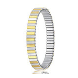 Two Tone Silver 18K Gold Silver Anti Tarnish Expansion Band Stackable Bracelet For Women