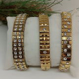 Cubic Zirconia 18K Gold Anti Tarnish Expansion Band Stackable Bracelet For Women