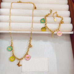 Butterfly Stainless Steel Enamel Multicolour 18K Gold Anti Tarnish Link Chain Charm Bracelet For Women
