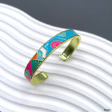 Rainbow Multi 18K Gold Enamel Anti Tarnish Cuff Bracelet For Women