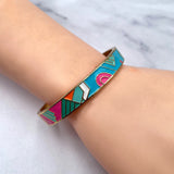 Rainbow Multi 18K Gold Enamel Anti Tarnish Cuff Bracelet For Women