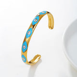 Evil Eye Blue 18K Gold Enamel Anti Tarnish Cuff Bracelet For Women