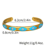 Evil Eye Blue 18K Gold Enamel Anti Tarnish Cuff Bracelet For Women