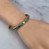 Evil Eye Blue 18K Gold Enamel Anti Tarnish Cuff Bracelet For Women