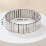 Glossy Silver Stainless Steel Anti Tarnish Stretchable Elastic Bracelet For Men Women