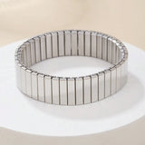 Glossy Silver Stainless Steel Anti Tarnish Stretchable Elastic Bracelet For Men Women