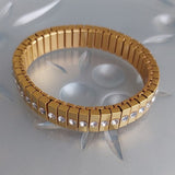 Surface Cubic Zirconia 18K Gold Stainless Steel Anti Tarnish Stretchable Elastic Bracelet For Women