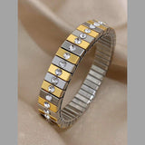 Two Tone Multi 18K Gold Silver Cubic Zirconia Anti Tarnish Flexible Stackable Bracelet For Women