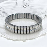 Two Tone Multi 18K Gold Silver Cubic Zirconia Anti Tarnish Flexible Stackable Bracelet For Women