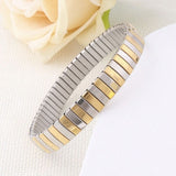 Two Tone Stainless Steel 18K Gold Silver Anti Tarnish Stackable Bracelet For Women