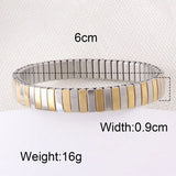 Two Tone Stainless Steel 18K Gold Silver Anti Tarnish Stackable Bracelet For Women