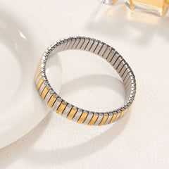 Two Tone Stainless Steel 18K Gold Silver Anti Tarnish Stackable Bracelet For Women