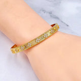 Clover Flower 18K Gold Cubic Zirconia Anti Tarnish Kada Bracelet For Women