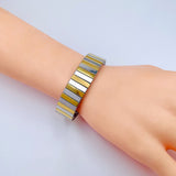 Two Tone Multi 18K Gold Silver Anti Tarnish Flexible Stackable Bracelet For Women