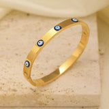 Evil Eye Blue 18K Gold Enamel Stainless Steel Openable Kada Bracelet For Women