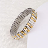 Two Tone Cubic Zirconia 18K Gold Silver Alloy Stretchable Elastic Bracelet For Women