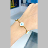 Evil Eye Rope Blue 18K Gold Anti Tarnish Cuff Bracelet For Women