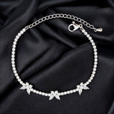 Butterfly Solitaire Cubic Zirconia Silver Anti Tarnish Tennis Bracelet For Women