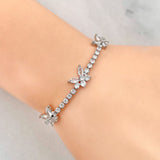 Butterfly Solitaire Cubic Zirconia Silver Anti Tarnish Tennis Bracelet For Women