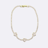 Heart Solitaire Cubic Zirconia 18K Gold Anti Tarnish Tennis Bracelet For Women