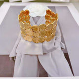 Triple Layer Flower 18K Gold Anti Tarnish Stainless Steel Cuff Bracelet For Women