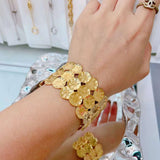 Triple Layer Flower 18K Gold Anti Tarnish Stainless Steel Cuff Bracelet For Women