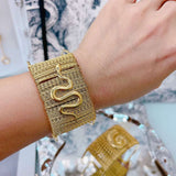 Snake Statement Mesh 18K Gold Anti Tarnish Stainless Steel Cuff Bracelet For Women