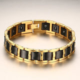 Magnet Black 18K Gold Tungsten Ceramic Anti Tarnish Bracelet For Men