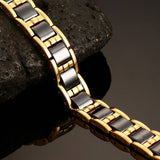 Magnet Black 18K Gold Tungsten Ceramic Anti Tarnish Bracelet For Men