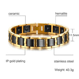 Magnet Black 18K Gold Tungsten Ceramic Anti Tarnish Bracelet For Men