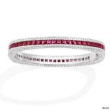 Cushion Cut Solitaire Cubic Zirconia Crystal Red Silver Anti Tarnish Kada Bracelet For Women