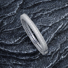 Cushion Cut Solitaire Cubic Zirconia Crystal Red Silver Anti Tarnish Kada Bracelet For Women Group4