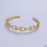 Link Chain Surface Cubic Zirconia 18K Gold Anti Tarnish Cuff Bracelet For Women