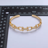 Link Chain Surface Cubic Zirconia 18K Gold Anti Tarnish Cuff Bracelet For Women