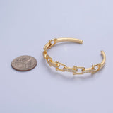 Link Chain Surface Cubic Zirconia 18K Gold Anti Tarnish Cuff Bracelet For Women